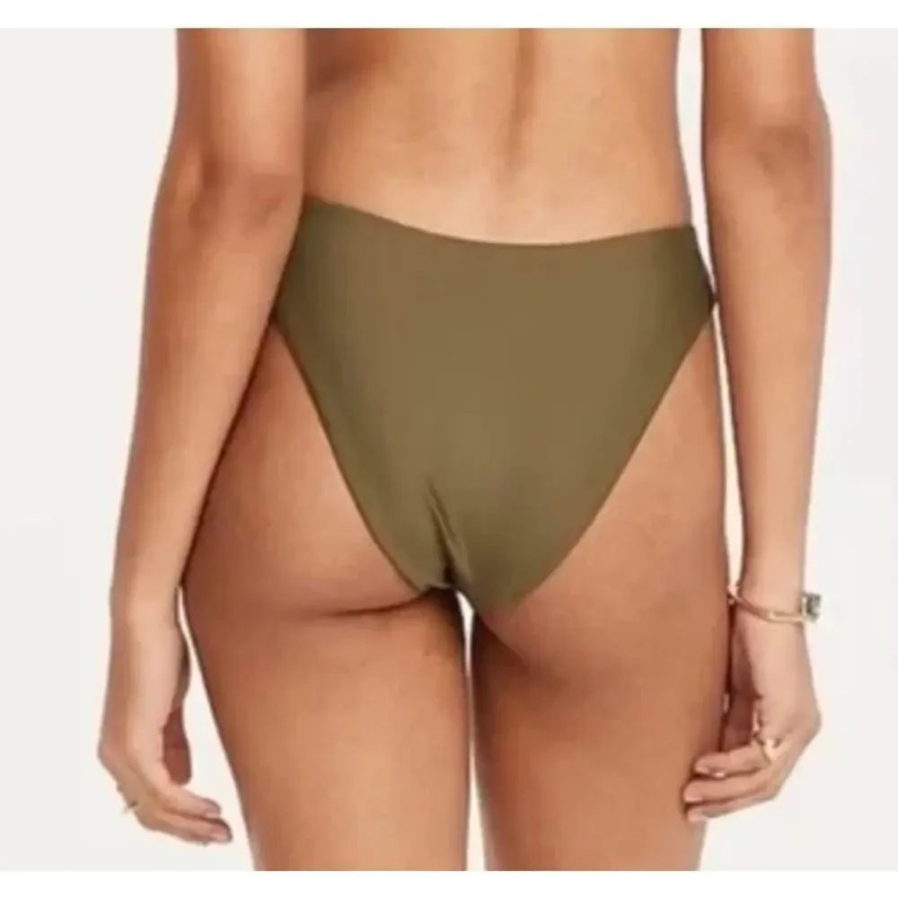 2/$15 NWT J. Crew Curved-Waist Cheeky Bikini Bottom Safari Green High-Cut Size M